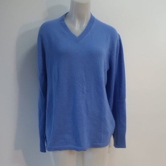 Mens Ravissante St. Tropez Periwinkle Blue Cashmere V-Neck Pullover Sweater M - Picture 1 of 9